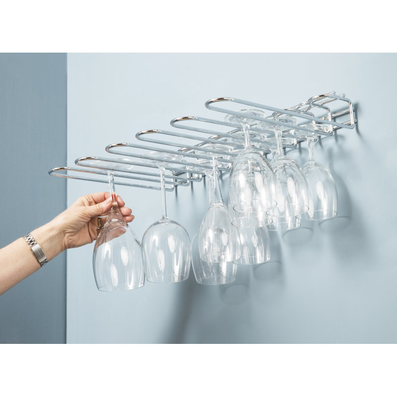 Wall Mounted Wine Glass Rack in Chrome