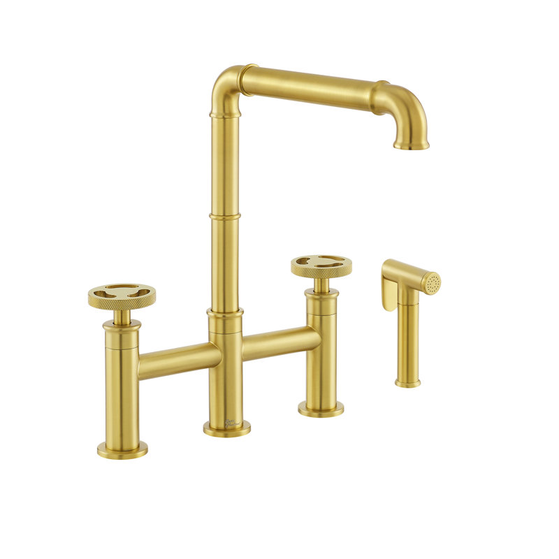 Robinet de cuisine avec pulvérisateur latéral Avallon Pro, Or brossé