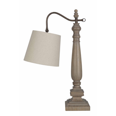 28" Wooden Tone Table Lamp, Light Brown