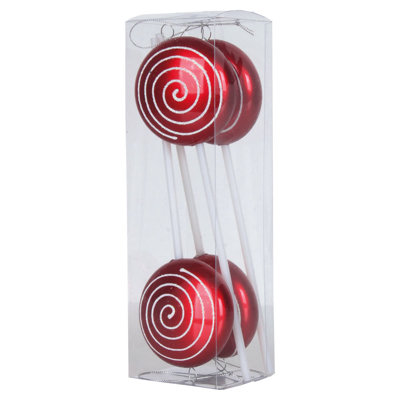 10" Irid Swirl Candy Lollipop Ornament 4/Pk