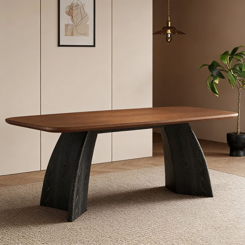 Table rectangulaire Mid-Century en noyer épais, H 29,5 po x L 70,9 po x l 35,4 po