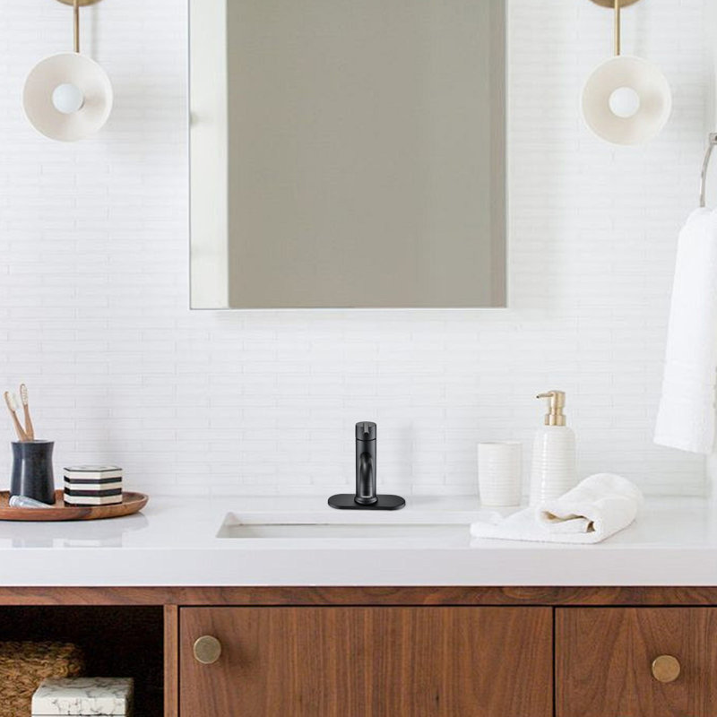 Single-Hole Single-handle Bathroom Faucet with Drain Assembly, Matte Black