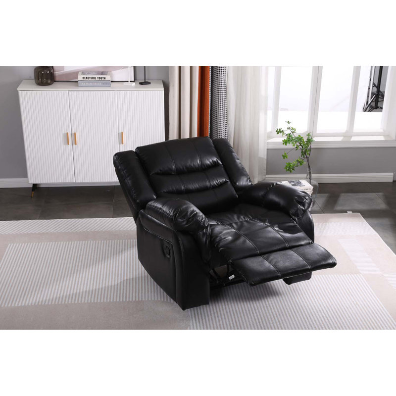 Rolnik 95cm Wide Standard Recliner, Black Leather Match