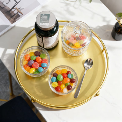 Organisateur de plateau décoratif pour bijoux, parfums et cosmétiques, présentoir de meuble-lavabo rond avec base en métal pour salle de bain, commode et rangement de table