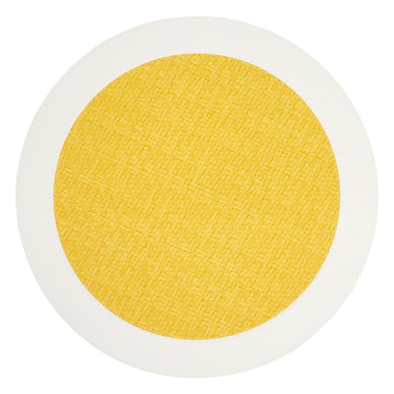 Halo Round Placemat Set, White;Sunshine