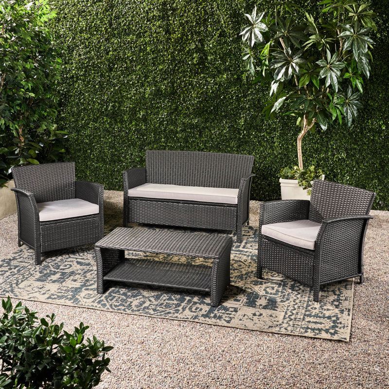 Toile grise imperméable pe + 4, gris, 4 pièces, pour l'extérieur, table, 27,65 po Largeur, profondeur de 50,67 po, poids de 92,08 lb, poids du colis de 112,85 po, fer à repasser et crée une atmosphère relaxante