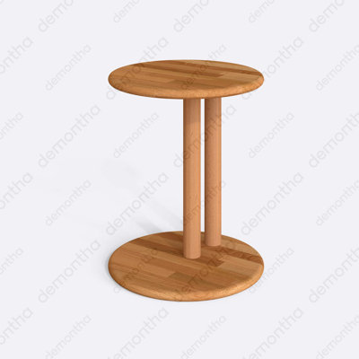 Wooden C-Shaped End Table – Round Top Minimalist Style