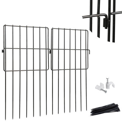 Paquet de 16 barrières de protection pour animaux de jardin, barrière sous la clôture pour chiens de 1,5 po, installation facile H 16 po x l 12 po sans panneaux anti-fouillis, barrière extérieure en métal pour animaux pour la cour, le patio, le jardin