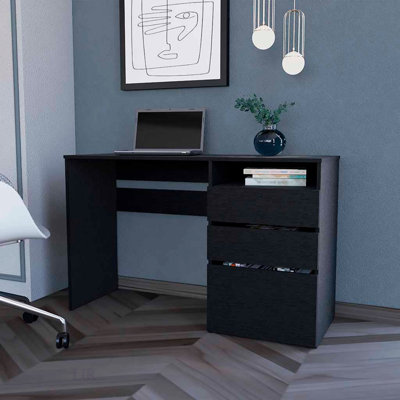 Bureau d'ordinateur spacieux et durable avec trois tiroirs et une tablette, pour le bureau à domicile et le bureau