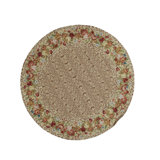 Hand-Knotted High-Quality Beige, Red, and Green Round Area Rug