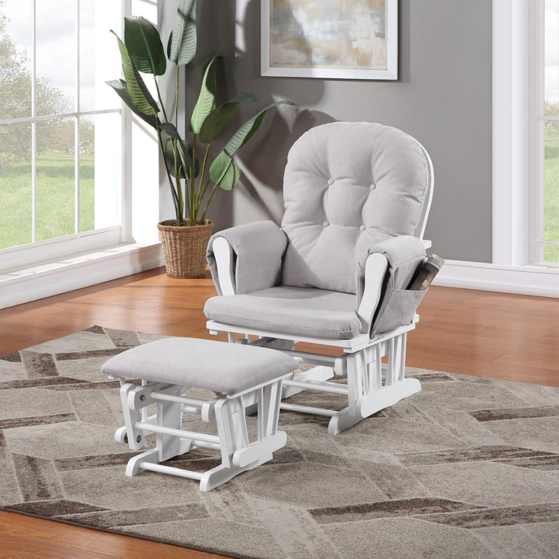 Fauteuil oscillant et repose-pieds, Blanc, Gris clair