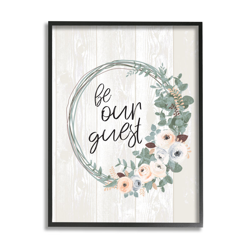 Couronne florale «Be our invité Greeting» - impression, Giclée encadrée noir minuit, H 14 po x l 11 po
