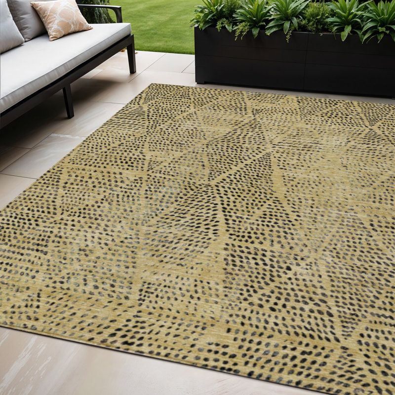 Tapis extérieur lavable géométrique noir et gris anthracite 5 pi x 8 pi