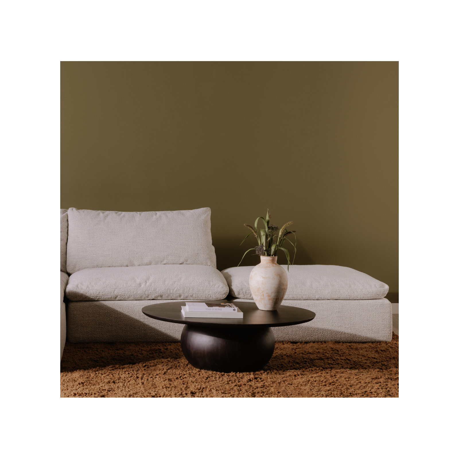 Rolf Solid Wood Coffee Table, 13.75" H x 42" L x 42" W, Black