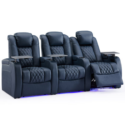 Upholstered Home Theater Seating with Cup Holder