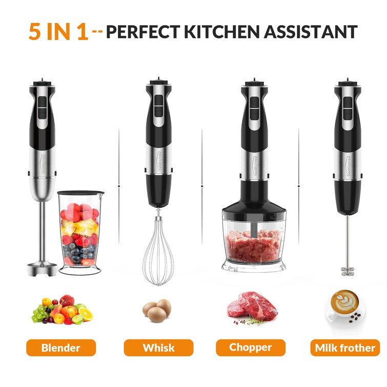 healthomse 3-In-1 Immersion Blender 800W 12-Speed Stainless Steel Hand  Blender with Milk Frother, Egg Whisk, BPA-Free Materials for Soup,  Smoothie