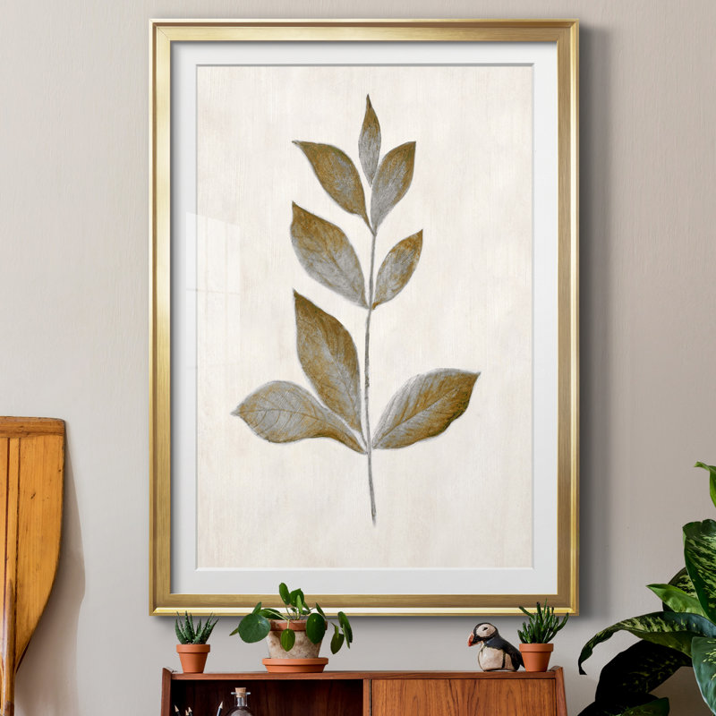 Bronze Leaf I - cadre photo, reproduction d'art sur papier, Papier doré, H 26,5 po x l 36,5 po x P 1,5 po