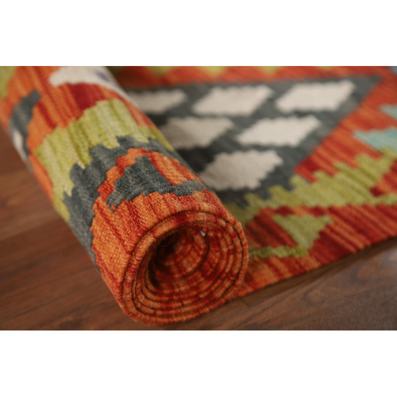 Tapis de salon réversible en laine Kilim 7 x 10