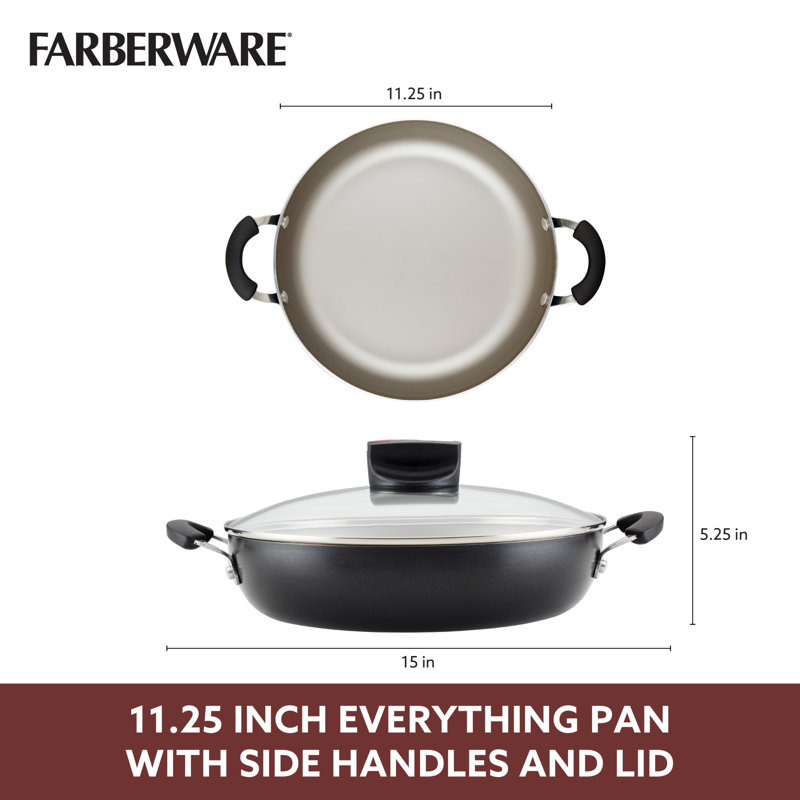 Black Aluminum Nonstick Everything Pan with Lid and Handles