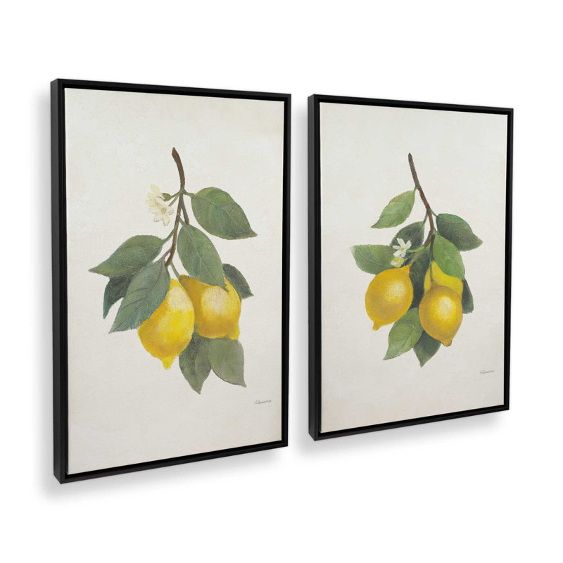 «Lemon Harvest», ensemble de 2, reproduction sur toile, Cadre flottant noir satiné, H 18,75 po x l 12,75 po x P 1,75 po