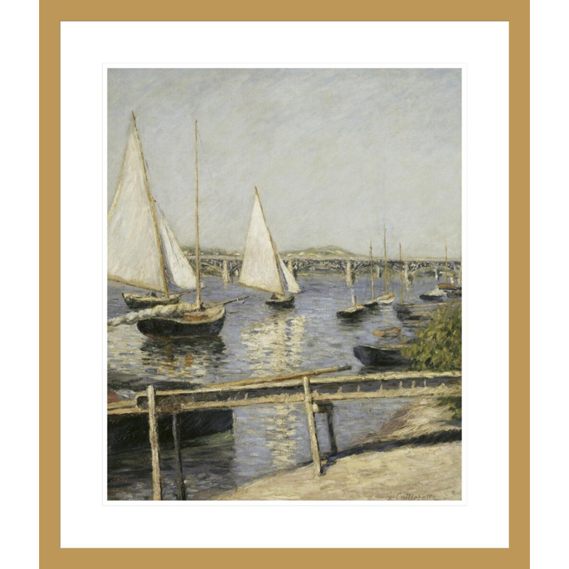 Voilier à Argenteuil par Gustave Caillebotte - Reproduction giclée encadrée, H 27,25 po x l 23,5 po