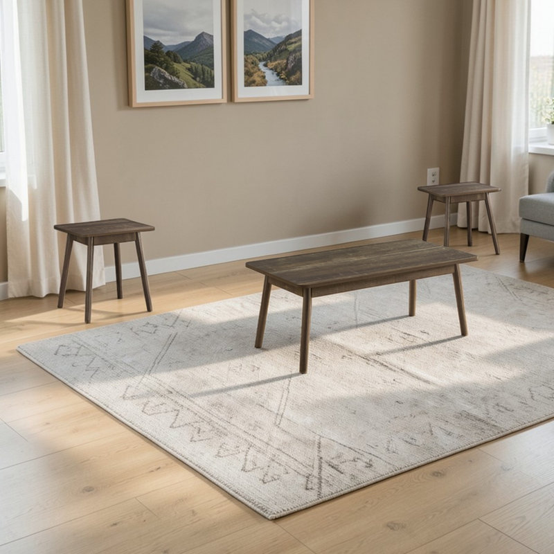 Ensemble de table brun foncé moderne 3 pièces Carsten