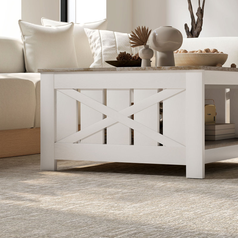Table basse avec tablette de rangement Farmhouse