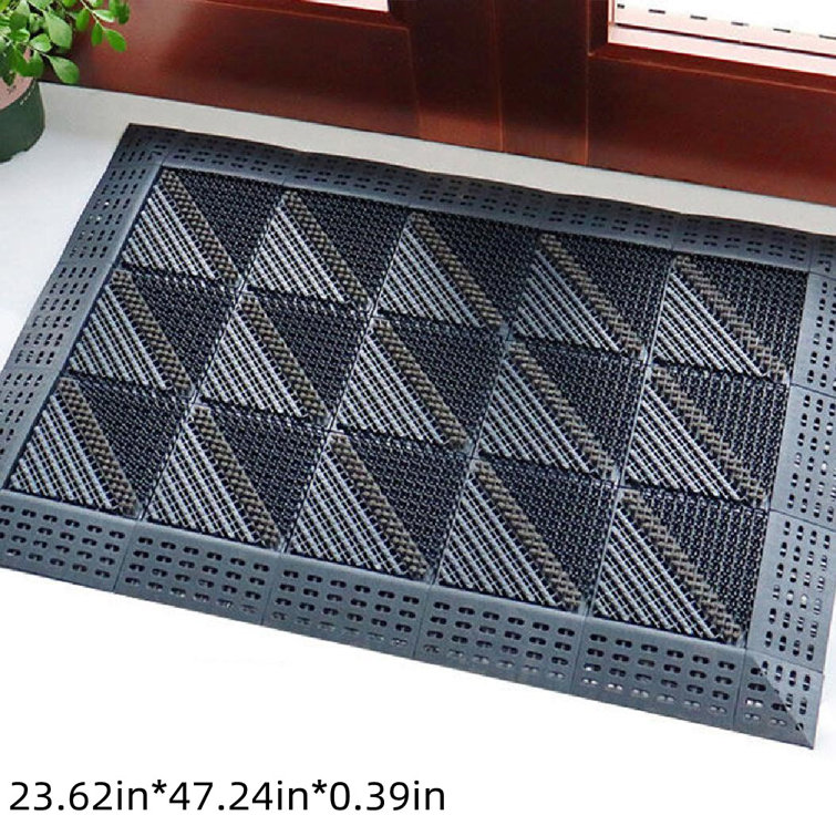 Jerilene 72 L x 46 W Non-Slip Outdoor Door Mat Corrigan Studio Mat Size: 0.39 H x 36 W x 59 L, Color: Blue