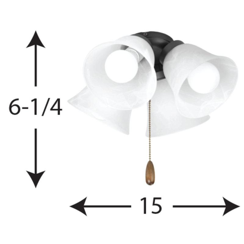 4-Light Universal Ceiling Fan Branched Light Kit, Graphite