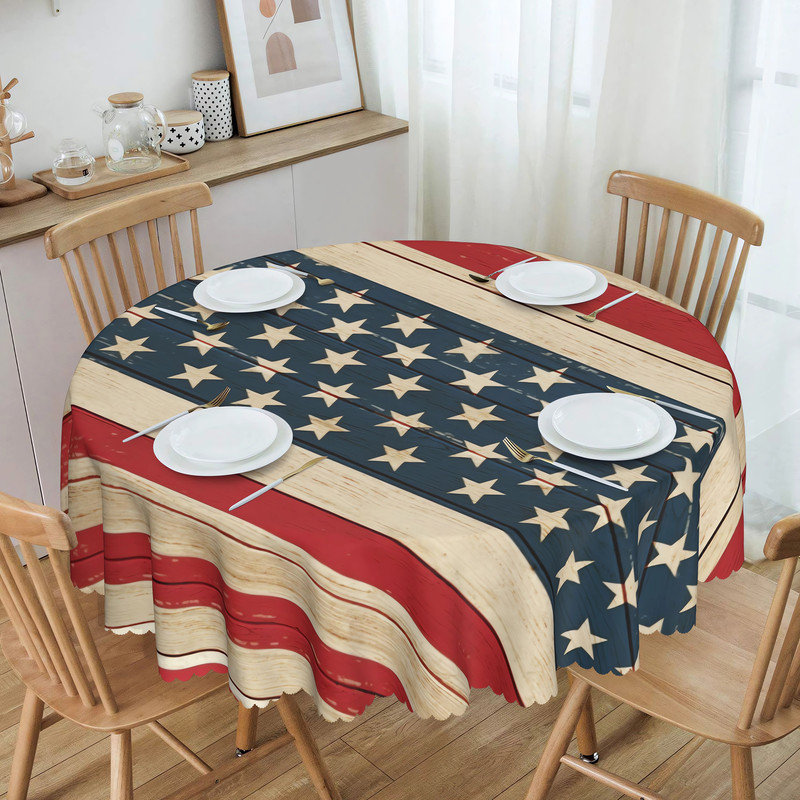 Nappe Polyester, Bleu / étoile jaune