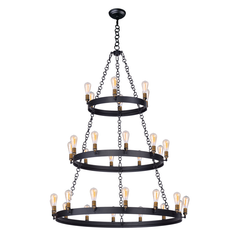 Kimes 30 - Light Dimmable Wagon Wheel Chandelier, MB