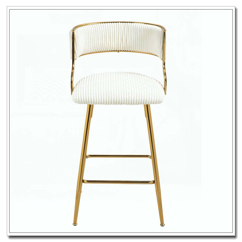 Tabourets de bar en velours côtelé, Blanc
