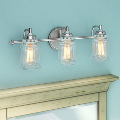Éclairage pour salle de bain à 3 lumières à intensité variable en nickel brossé Kempson