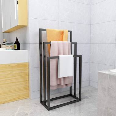 Kes BTH217WF-2 Freestanding Towel Rack 2-Tier Stand with Marble Base for Bathroom Sus 304 Stainless Steel Finish: Silver