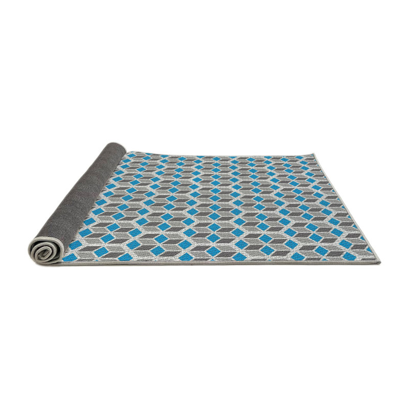 Tapis gris/bleu ciel à motifs, Rectangle 7 pi x 9 pi