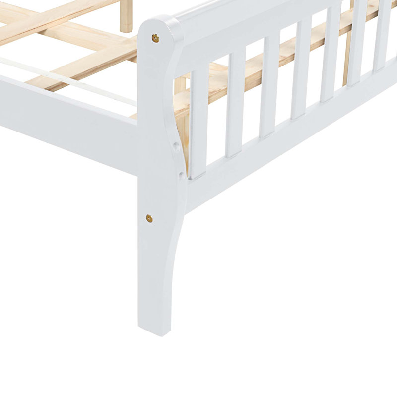 Slat Headboard Design Bed, White