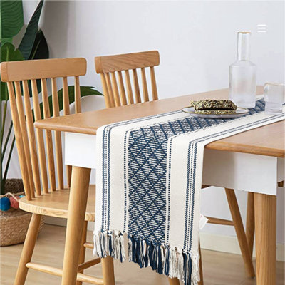 Table Runner With Tassel, Woven Scarf For Bedroom, Farmhouse Entry Console Table Cover With Fringe -  Foundry Select, B2DBDCEC55054B91B864A2F692F6ED40