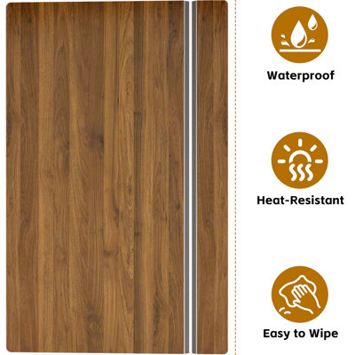 Lot de 5 couvre-étagères en fil métallique expansé, 61 cm (24 pouces), couleur noyer, pour garde-manger, salle de bain, cuisine, placard, texture bois, supports d'angle, couvre-étagères amovibles en fonte.