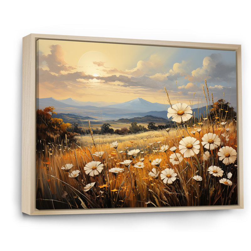 Magnifique champ de fleurs chaudes sur toile, H 12 po x l 20 po x P 1 po, Cadre naturel flottant