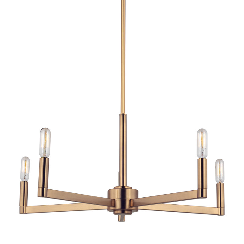 5-Light Chandelier, Satin Brass, 10.5"H x 24"W x 24"D