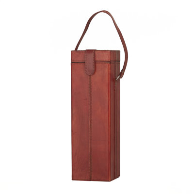 Leather Handmade Single Bottle Wine Holder with Carrying Handle