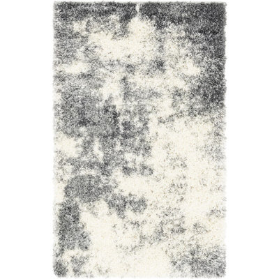 Tapis abstrait gris fumée / ivoire