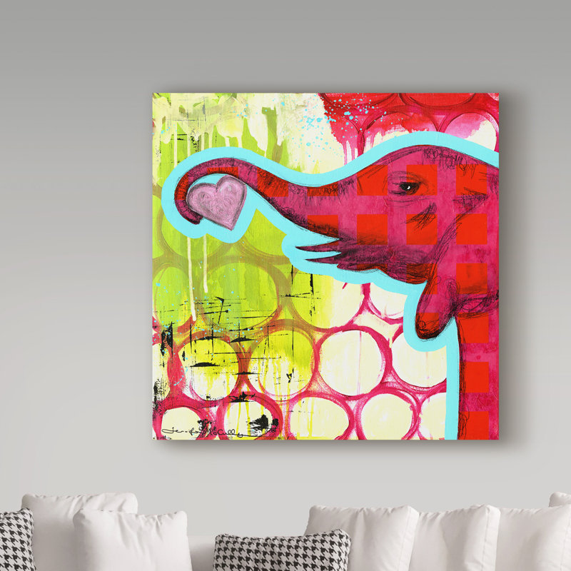 Art sur toile Huso «Hot Pink Elephant», H 14 po x l 14 po x P 2 po