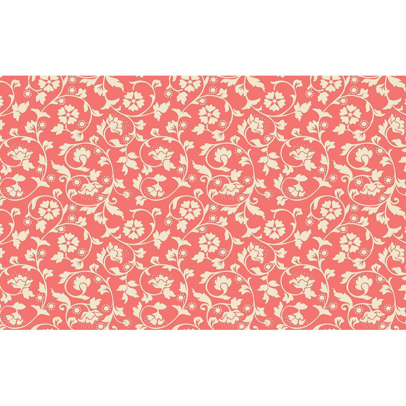 Murale pelez et collez de qualité supérieure - Motif floral rose, L 150 po x L 108 po