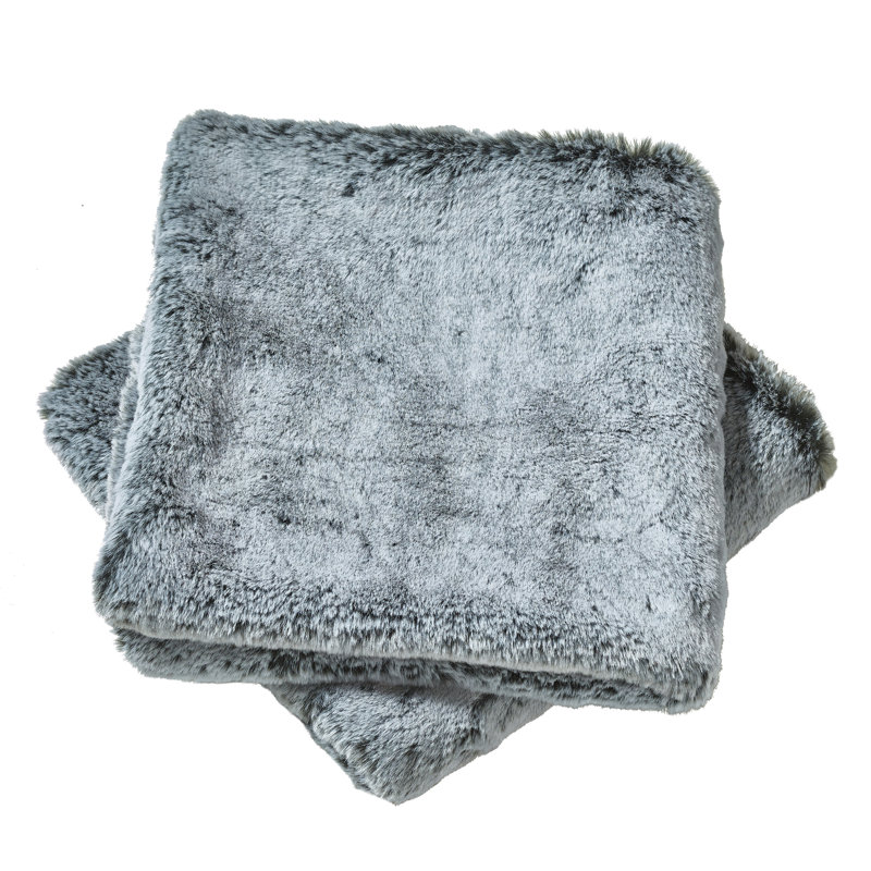 Heavy Faux Fur Throw Pillow Cover, Black, 26' H x 26' W
