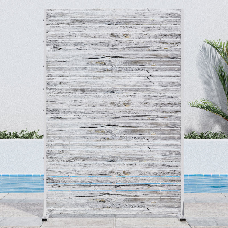 Panneau de clôture d'extérieur en métal pour écran d'intimité, Blanc patiné, 72" H x 47" W x 16" D