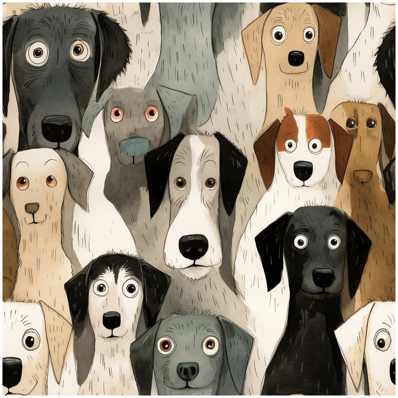 Papier peint rétro texturé noir pour chien pour la salle de bain 17,3 po x 32,8 pi