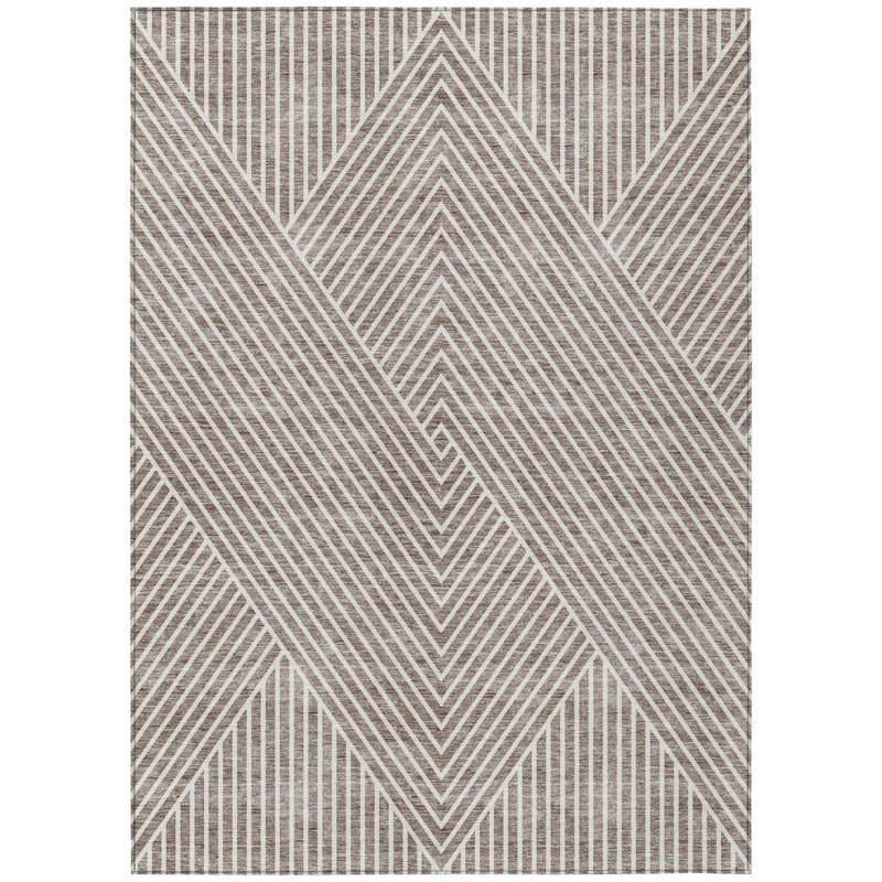 Tapis intérieur / extérieur lavable taupe et ivoire 5 pi x 8 pi