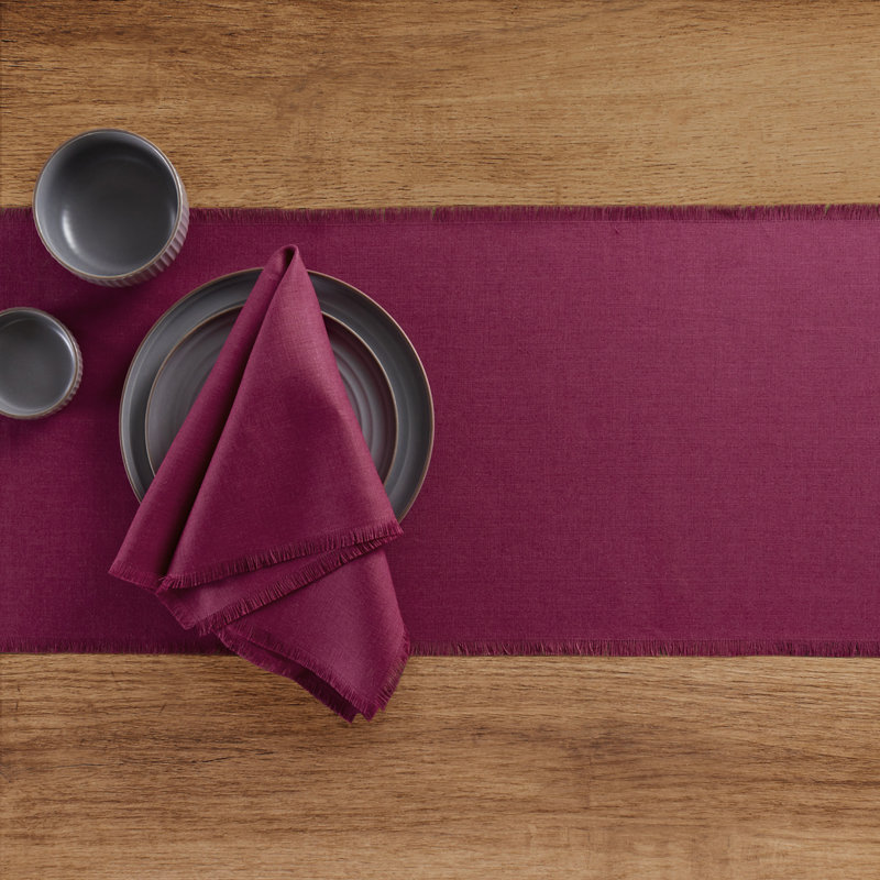 Fringe - 100% Pure Linen Table Runner, 72" x 14" Rectangle, Beet