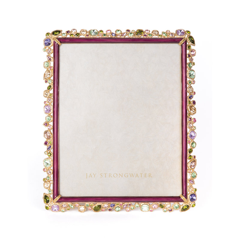 Bejeweled Collection Metal Picture Frame, 8" x 10", Burgundy